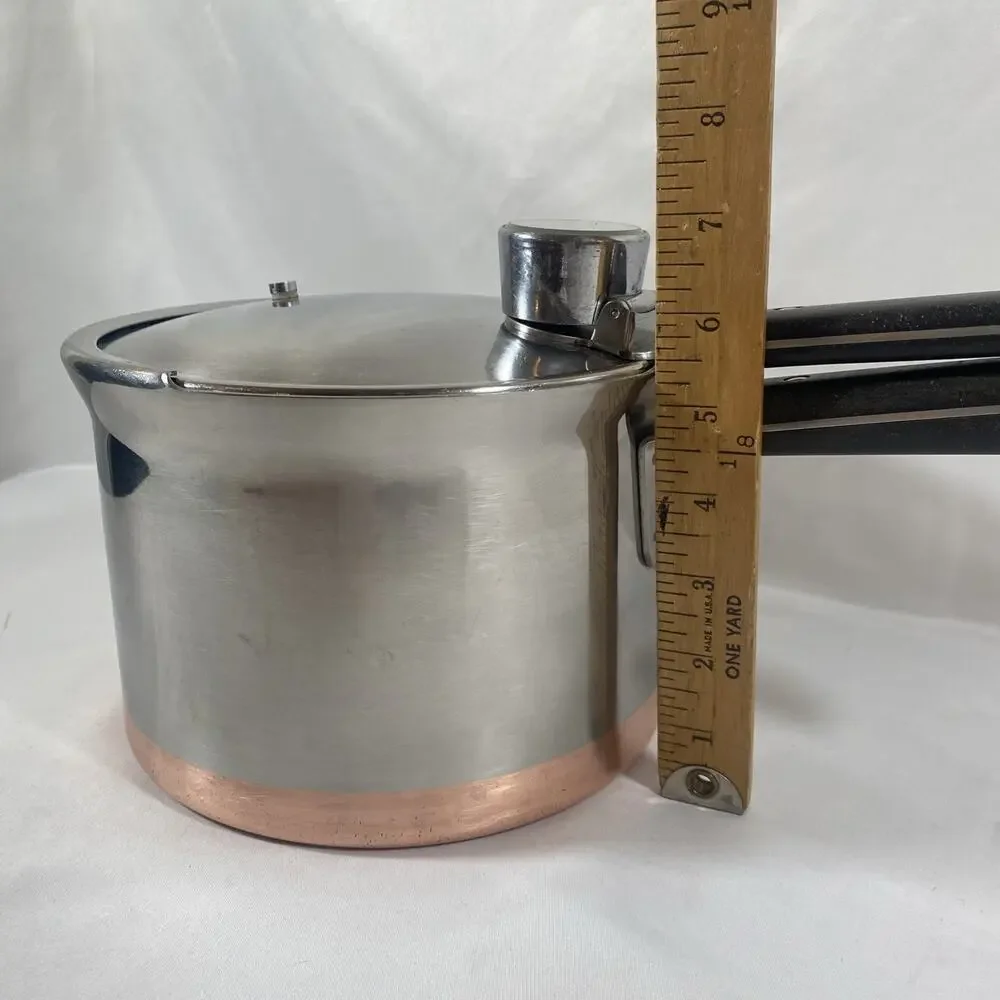 Revere Ware 4qt Copper Bottom Pressure Cooker Double Ring Stainless Steel